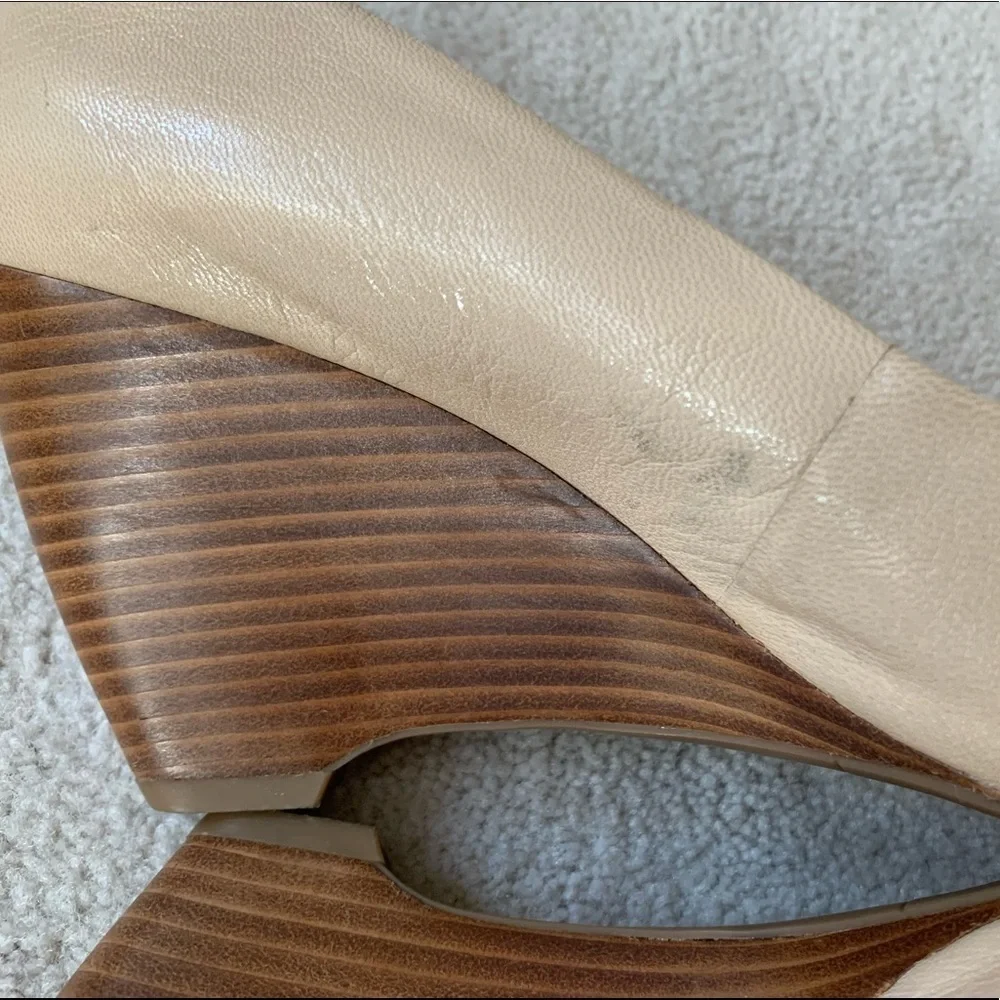 FRANCO SARTO bow peep toes wedges, the artist's collection, A-Hetty Cream 9.5